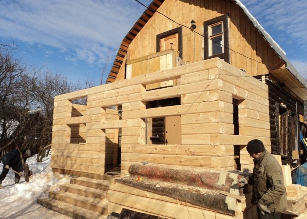 Пристрой к деревянному дому из бруса фото