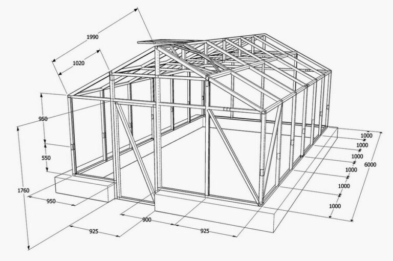 Чертеж теплицы из профильной трубы 3х6м арочной